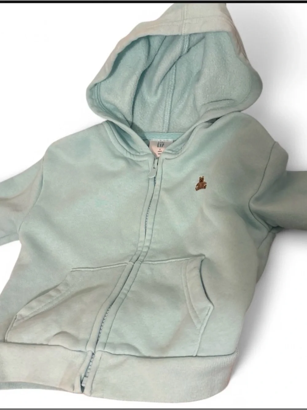 GAP Light Mint Zip-Up Hoodie with Teddy Crest
